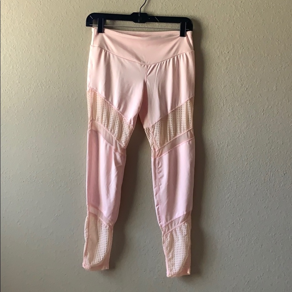 Pink mesh yoga pants